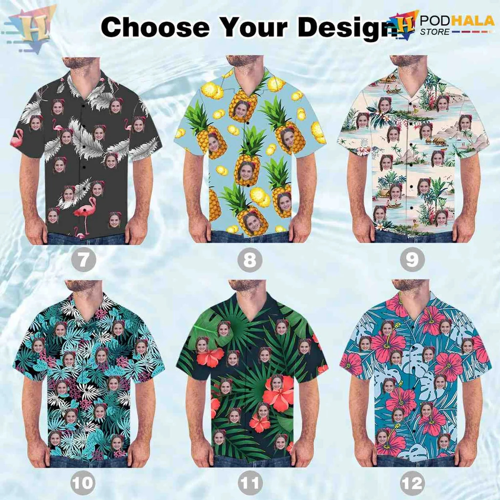 Custom Face Tropical Flower Tropical Shirt With Colorful Floral Design Custom Face Tropical Flower Tropical Shirt With Colorful Floral Design