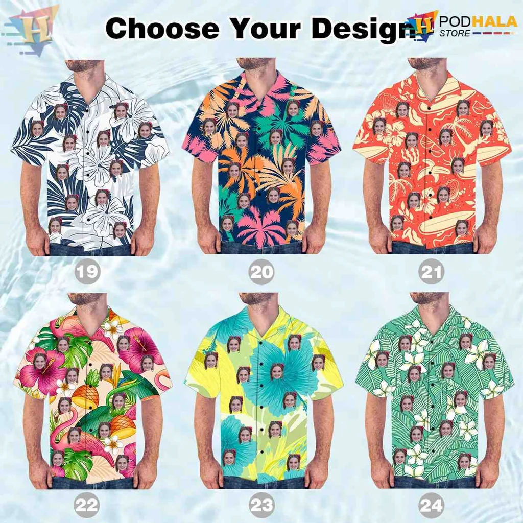 Custom Face Tropical Flower Hawaiian Shirt With Colorful Floral Design - Product View 5 Custom Face Tropical Flower Hawaiian Shirt With Colorful Floral Design - Product View 5
