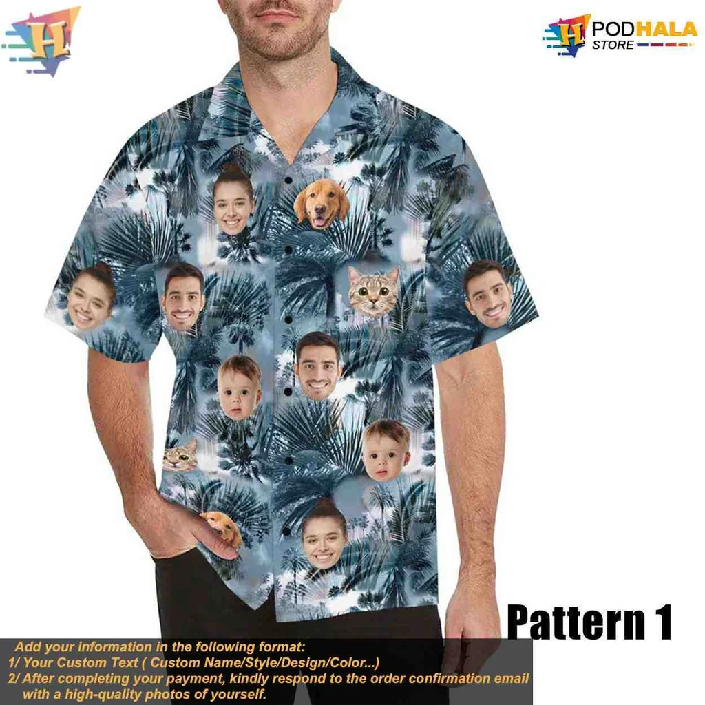 Custom Face Tropical Tropical Shirt With Colorful Floral Patterns Custom Face Tropical Tropical Shirt With Colorful Floral Patterns