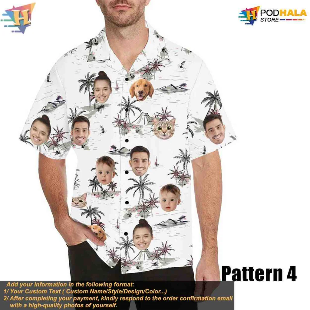 Custom Face Tropical Hawaiian Shirt With Colorful Floral Patterns - Product View 6 Custom Face Tropical Hawaiian Shirt With Colorful Floral Patterns - Product View 6