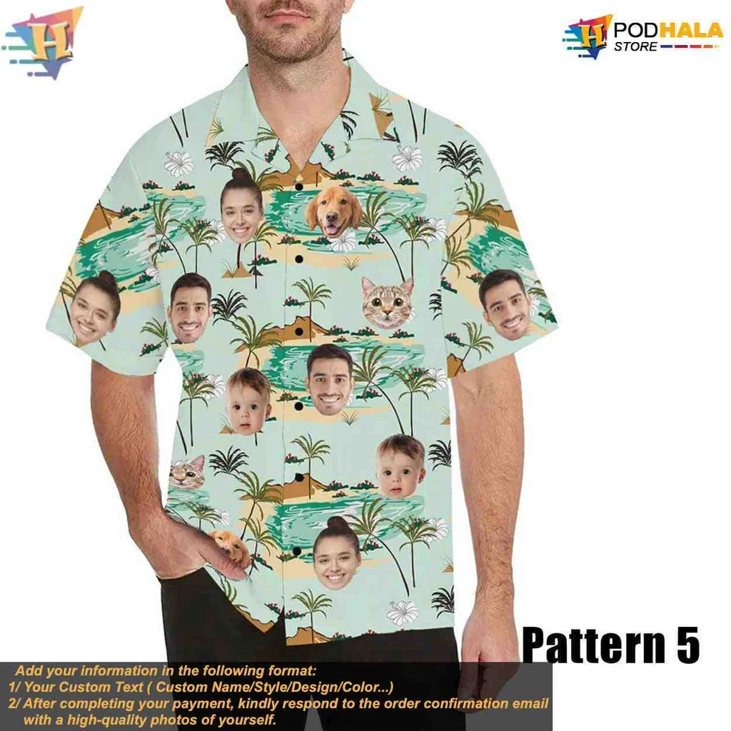 Custom Face Tropical Hawaiian Shirt With Colorful Floral Patterns - Product View 7 Custom Face Tropical Hawaiian Shirt With Colorful Floral Patterns - Product View 7