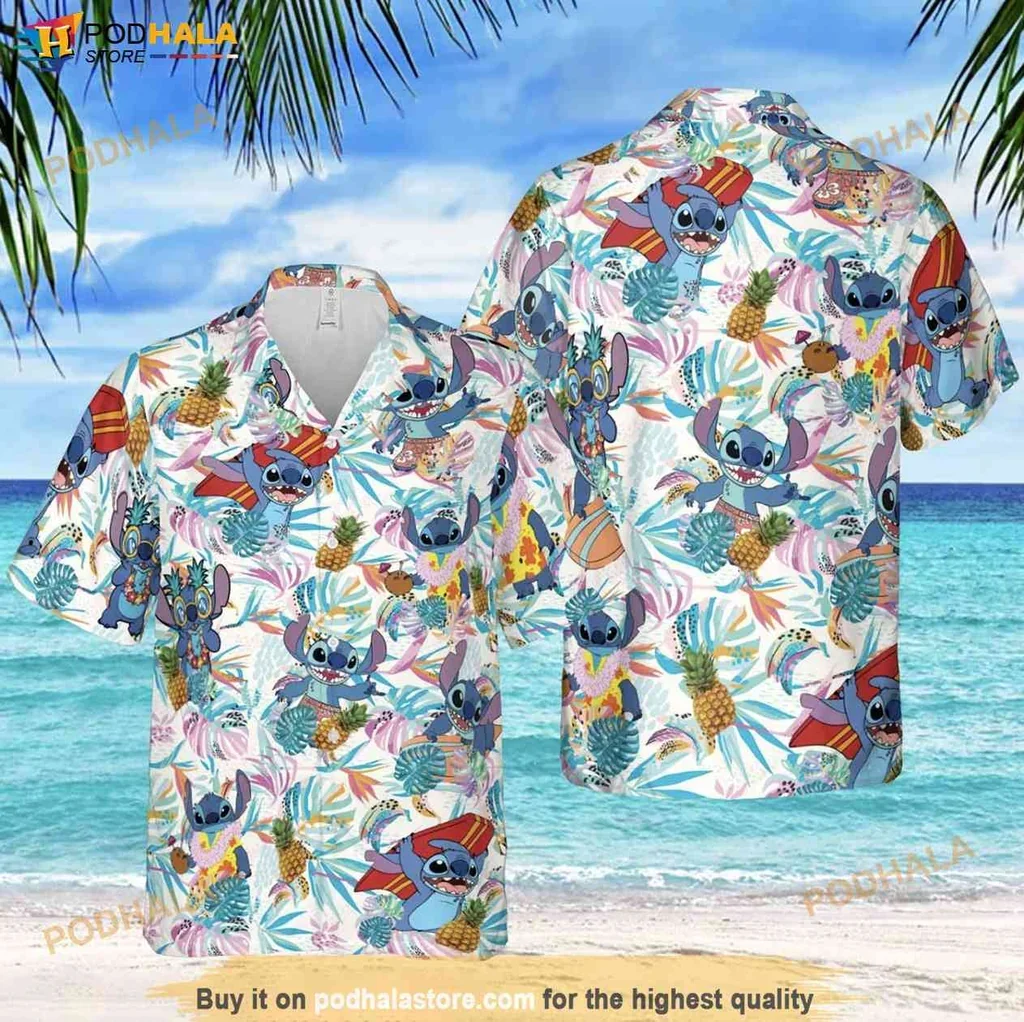 Cute Alien Aloha Shirt, Vibrant Summer Design With Tropical Elements For Beach Lovers