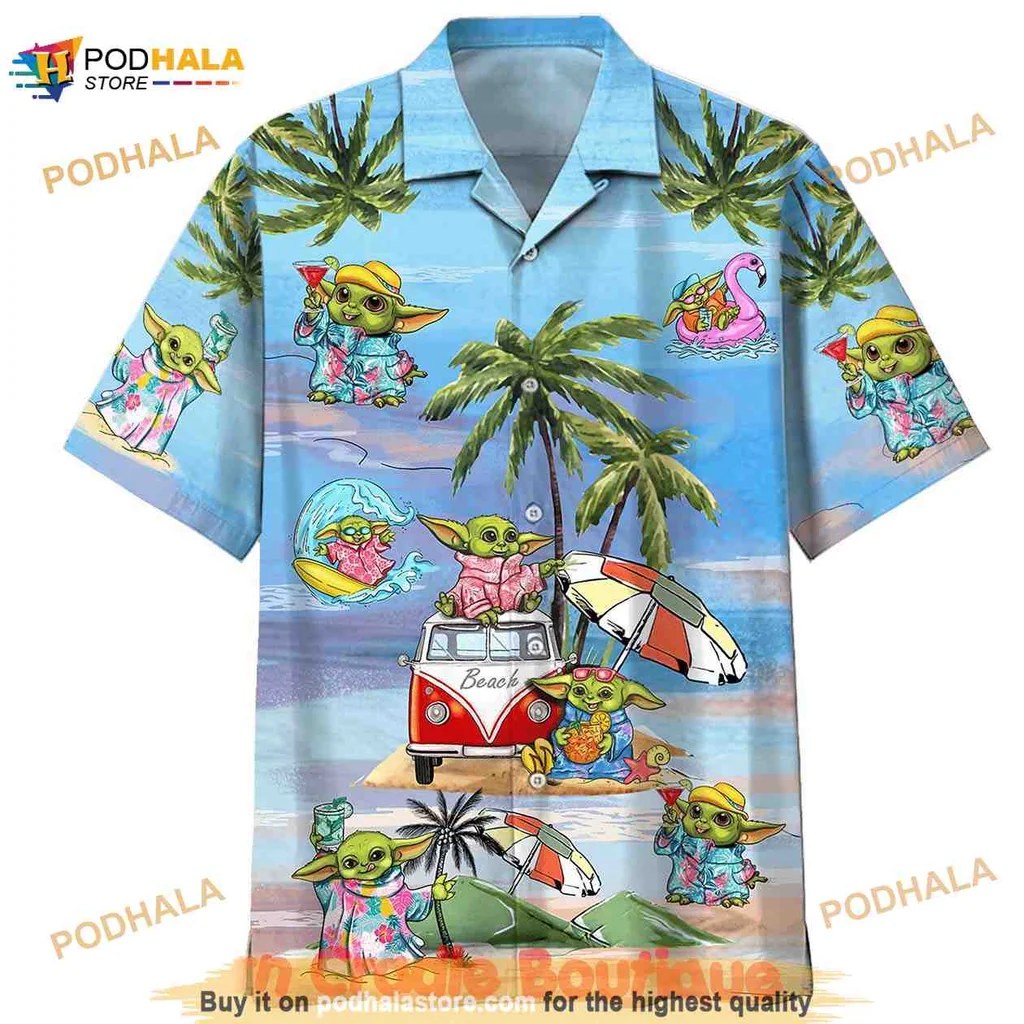 Cute Alien Beach Hawaiian Shirt With Vibrant Tropical Design