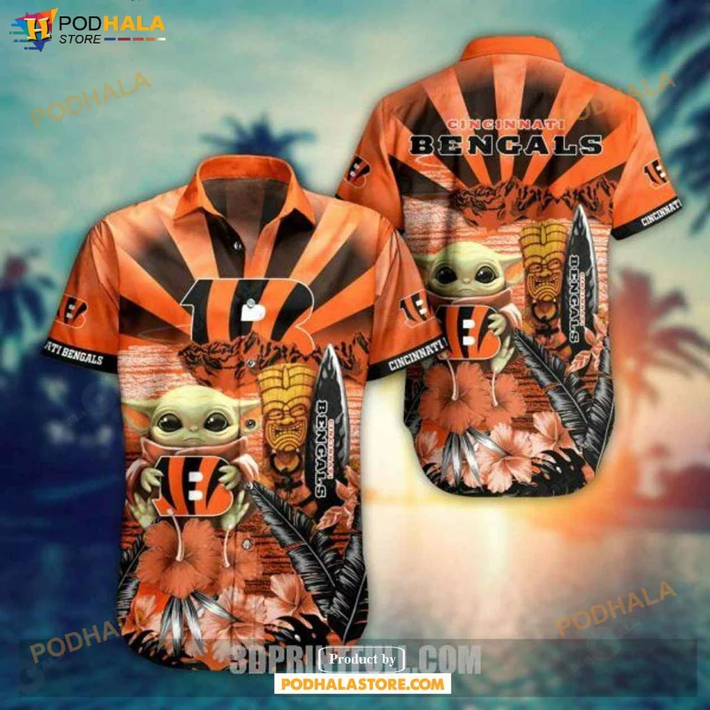 Cute Baby Yoda Bengals Hawaiian Shirt, Vibrant Nfl Summer Style For Fans