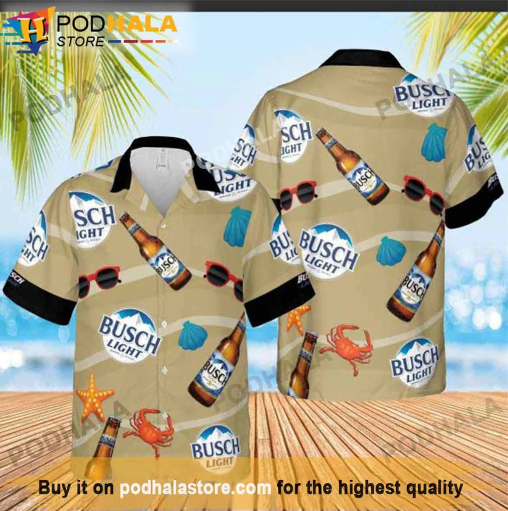 Cute Beach Beer Lover Hawaiian Shirt, Busch Light Pattern For Summer Fun