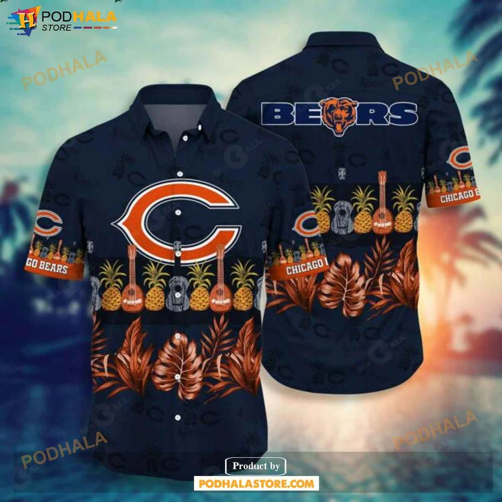 Cute Bears Aloha Hawaiian Shirt, Chicago Bears Tropical Summer Design Shirt