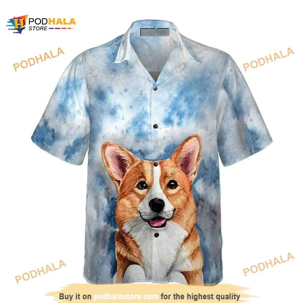 Cute Corgi Hawaiian Shirt With Playful Design For Dog Lovers