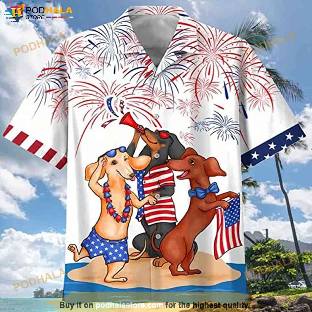 Cute Dachshund Fourth Of July Shirt, Patriotic Dog Lover Tee With Fireworks
