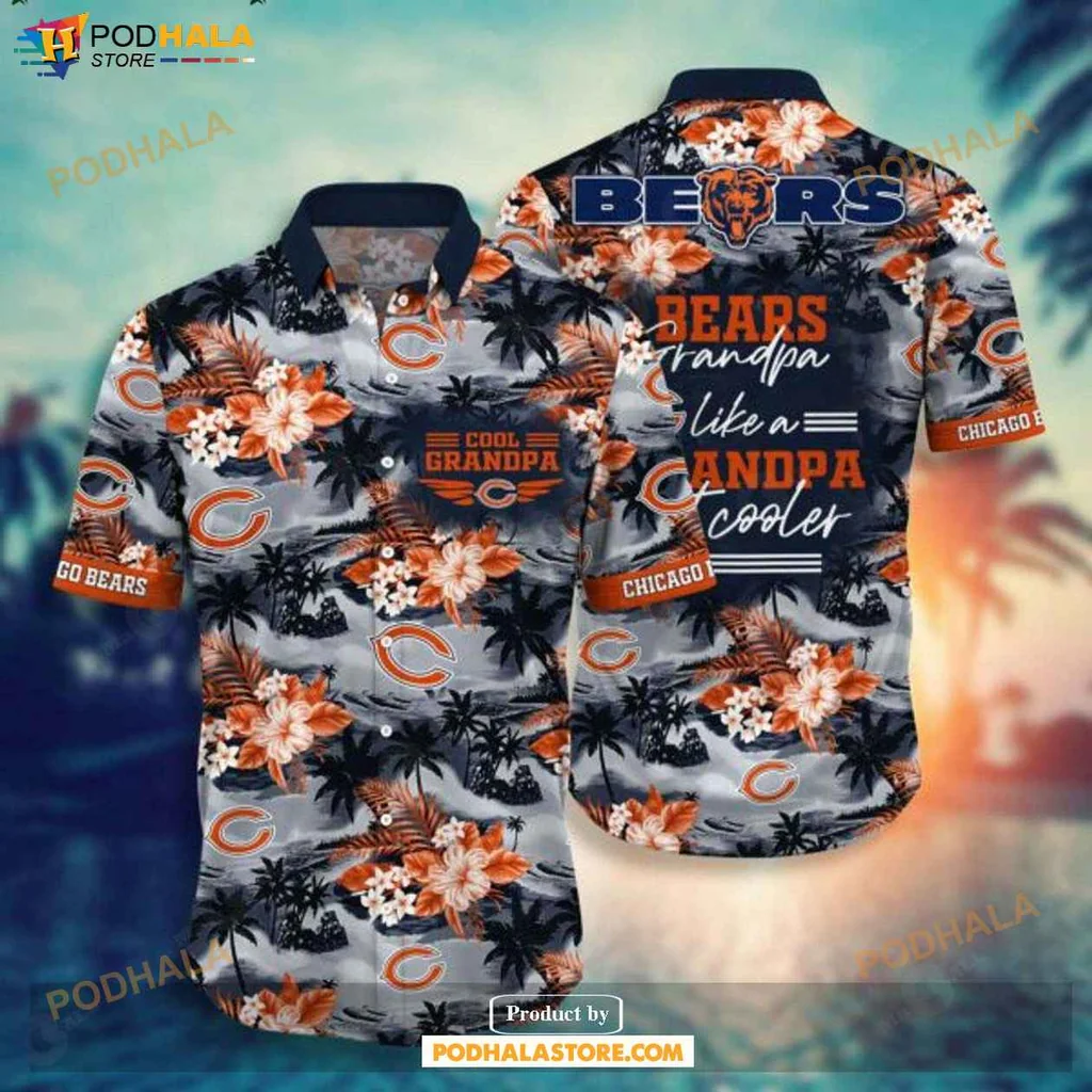 Cute Grandpa Bears Hawaiian Shirt, Chicago Bears Design For Relaxed Grandfathers