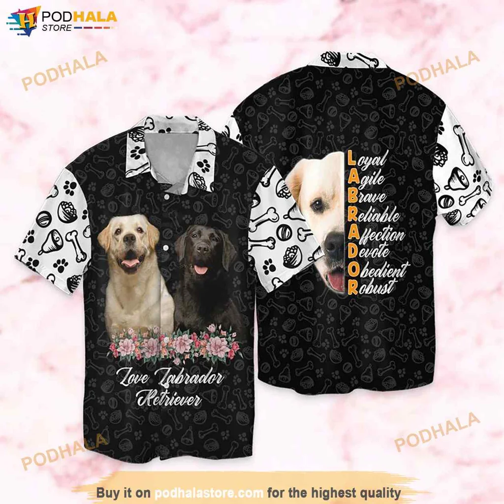 Cute Labrador Lover Hawaiian Shirt, Love For Labradors Graphic Design, Colorful Pet Owner Tee