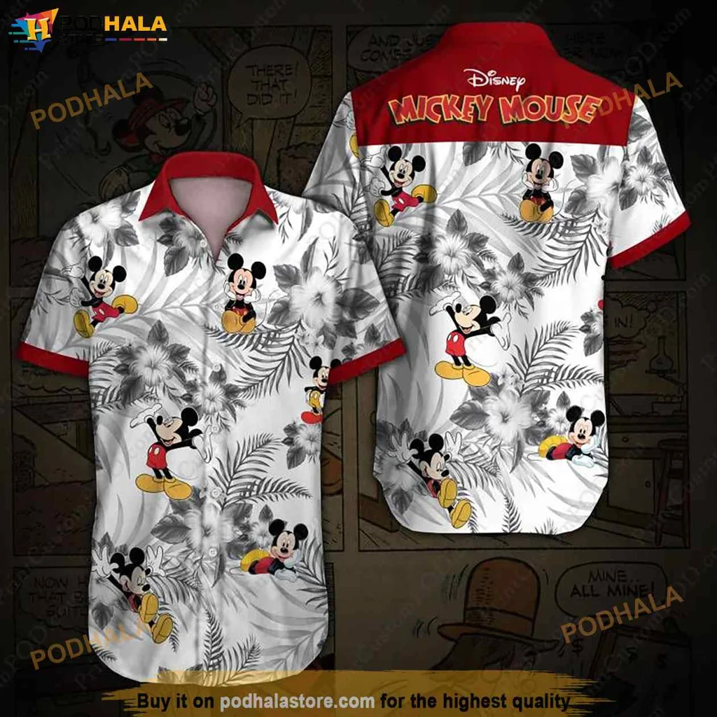 Cute Mickey Mouse Hawaiian Shirt, Fun Tropical Design For Men With Vibrant Colors