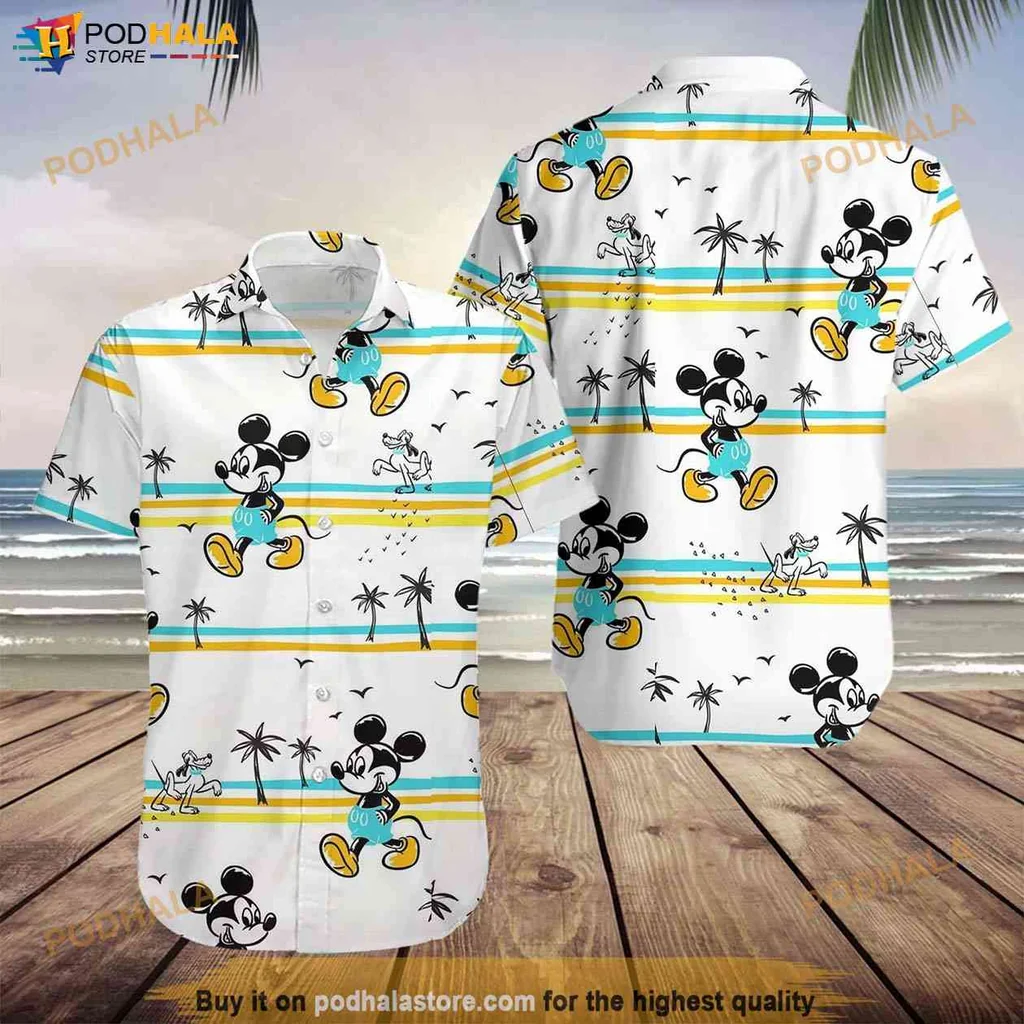 Cute Mickey Mouse Hawaiian Shirt, Vibrant Summer Vacation Shirt For Men And Women