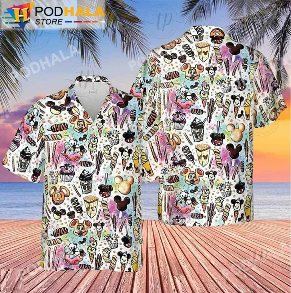 Cute Mickey Mouse Ice Cream Hawaiian Shirt, Vibrant Summer Design For Disney Fans