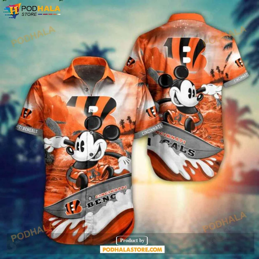 Cute Mouse Character Hawaiian Shirt, Cincinnati Bengals Summer Style Shirt