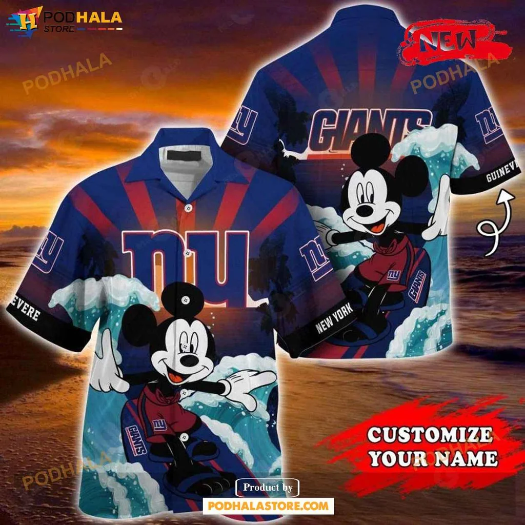 Cute Mouse Giants Hawaiian Shirt, Personalized Summer Shirt For New York Giants Fans