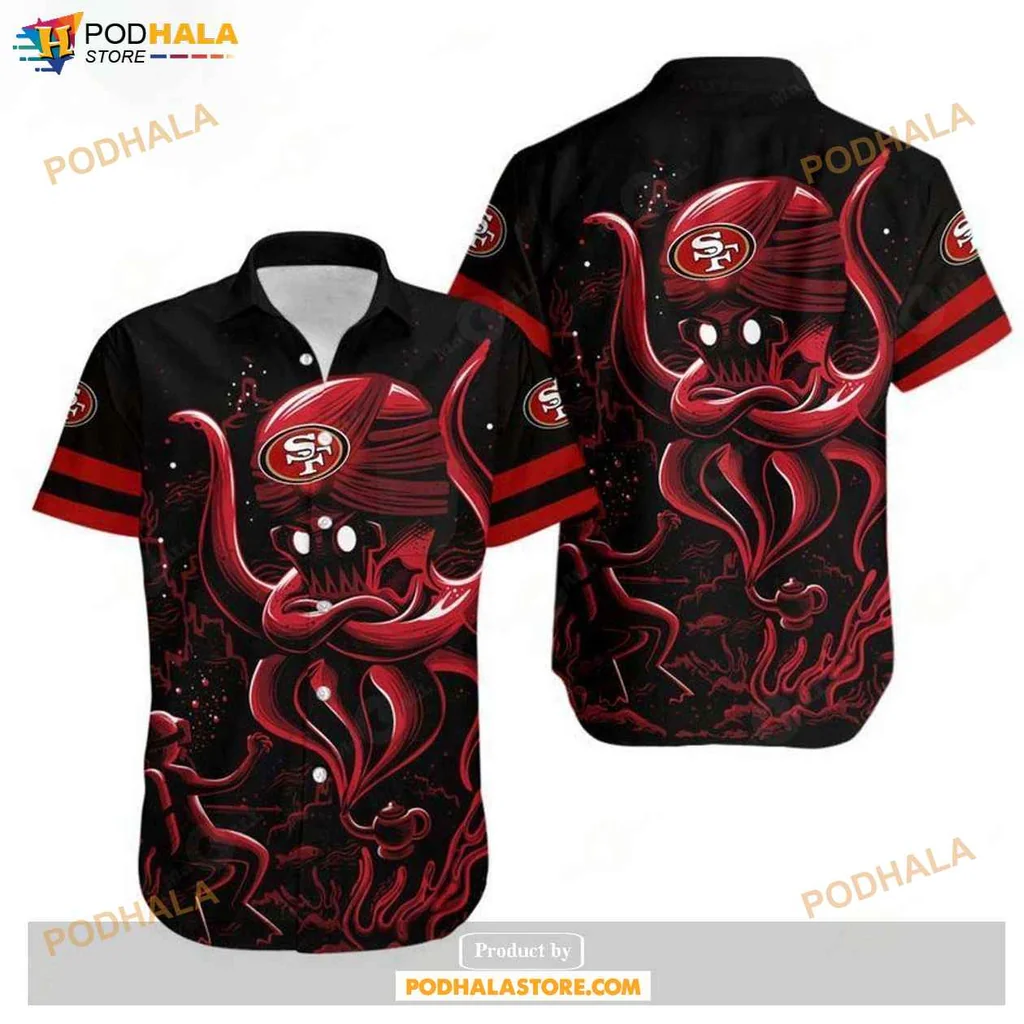 Cute Octopus Hawaiian Shirt, San Francisco 49ers Fan Summer Button Up Tee