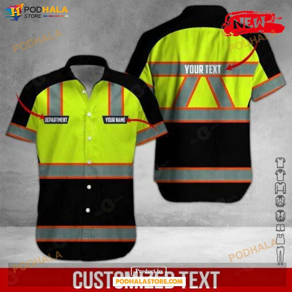 Cute Safety Workwear Hawaiian Shirt, Personalized Heavy Equipment Design For Construction