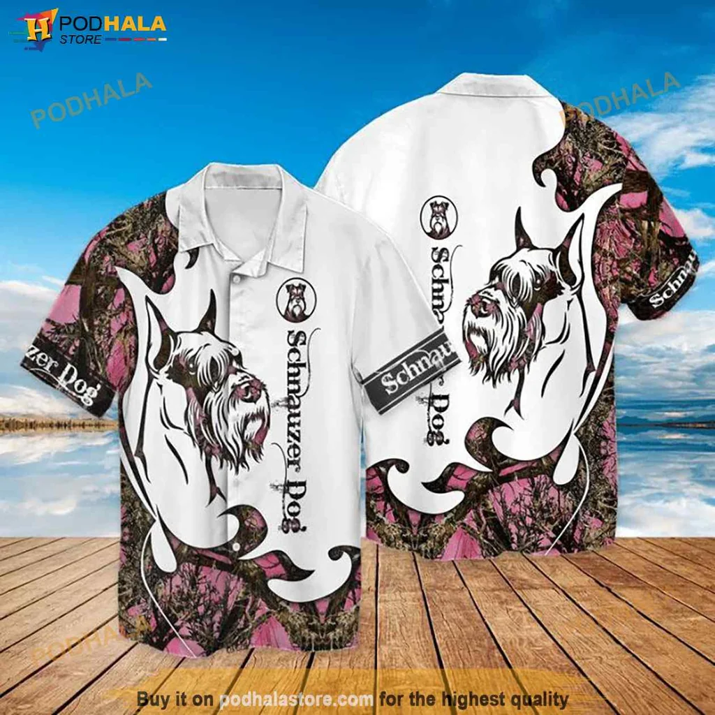 Cute Schnauzer Hawaiian Shirt, Vibrant Schnauzer Graphic Design For Dog Lovers