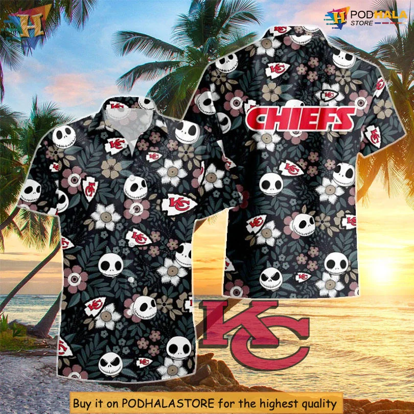 Cute Skeleton Kansas City Chiefs Hawaiian Shirt With Tropical Flowers