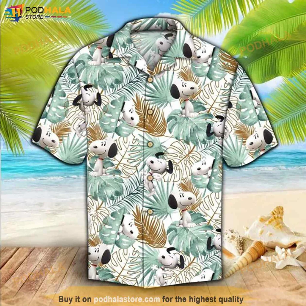 Cute Snoopy Tropical Hawaiian Shirt, Vibrant Cartoon Design For Beach Outings