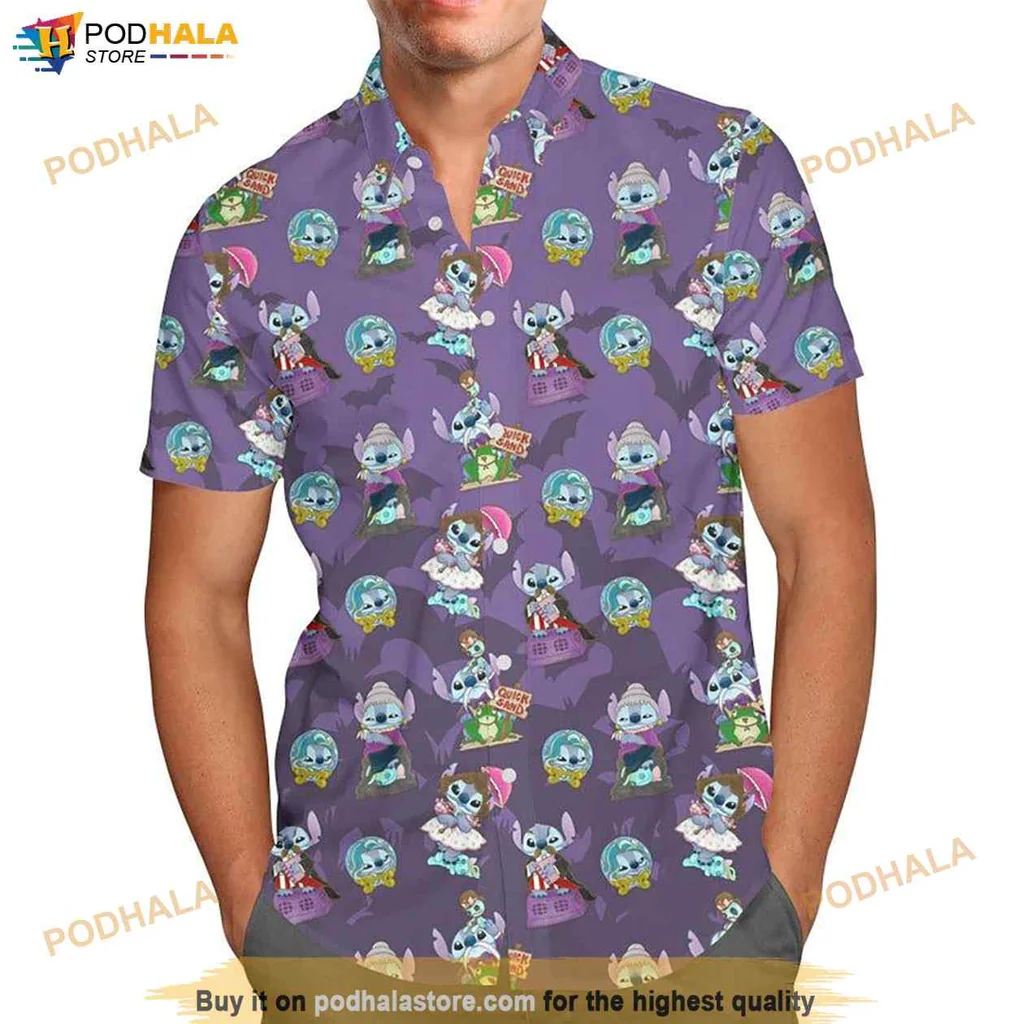 Cute Stitch Character Hawaiian Shirt, Funny Cartoon Design With Tropical Elements
