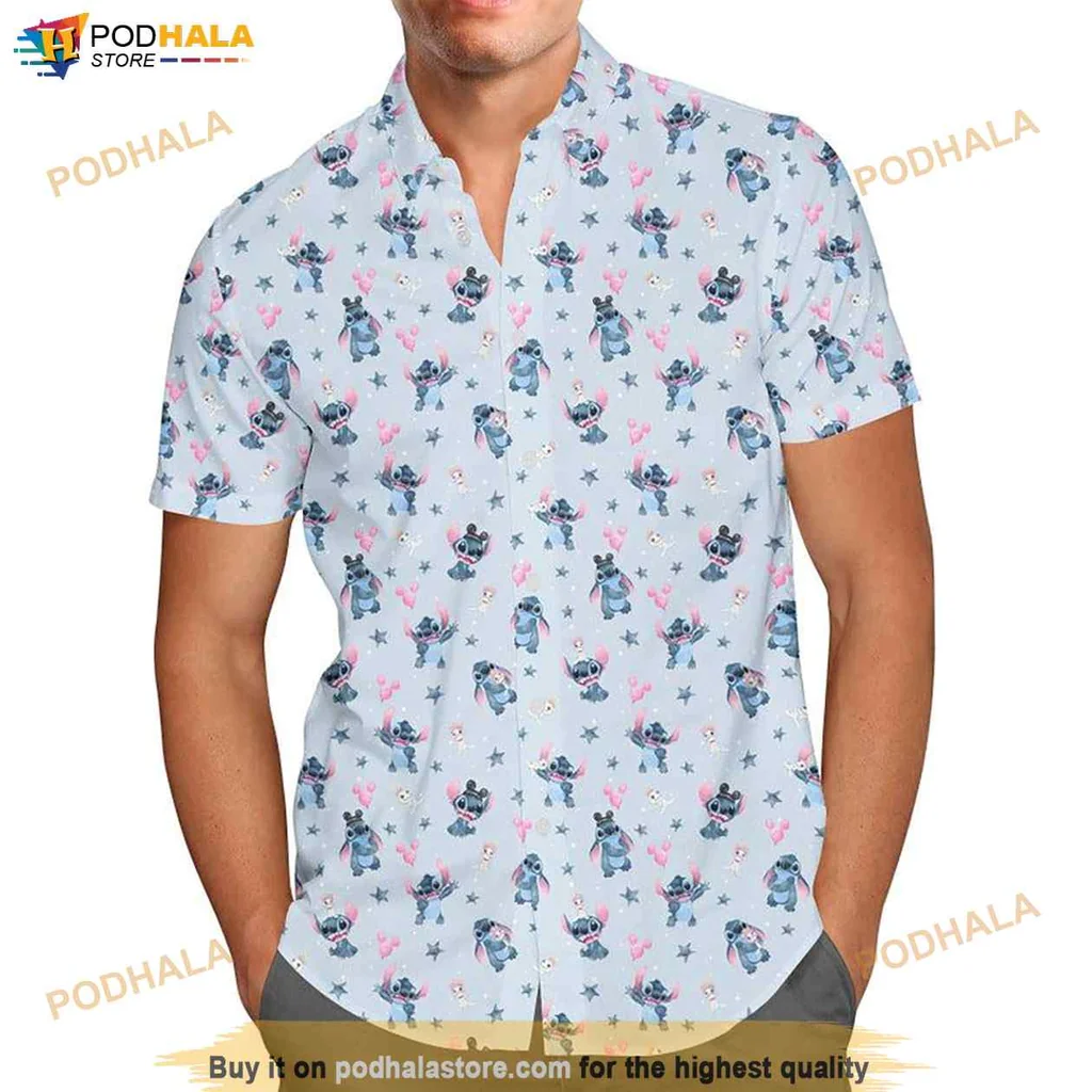 Cute Stitch Hawaiian Shirt, Funny Disney Design With Tropical Elements And Vibrant Colors