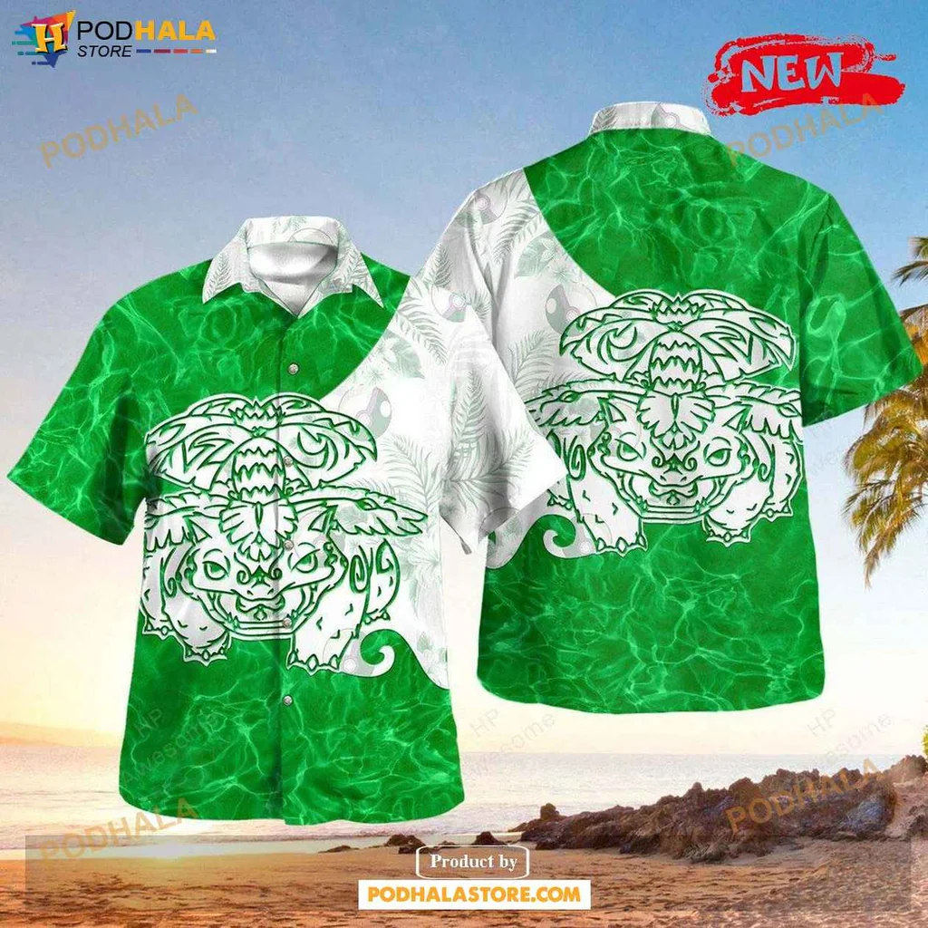 Cute Venusaur Hawaiian Shirt, Vibrant Tropical Design For Summer Fun