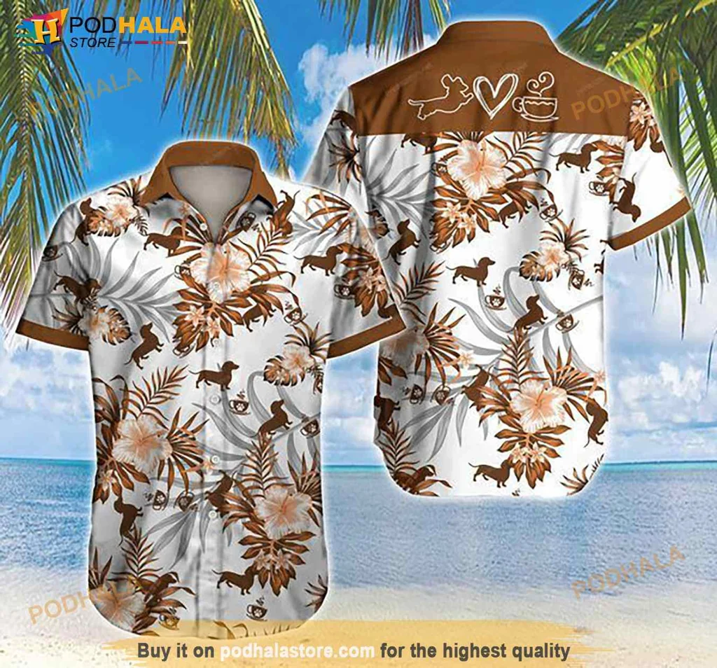 Dachshund Tropical Aloha Shirt With Colorful Floral Print