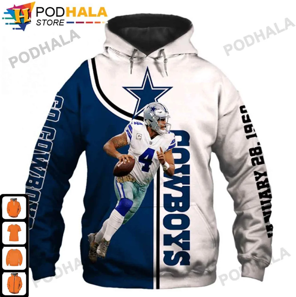 Dak Prescott Dallas Cowboys 3d Hoodie With Bold Team Spirit Design