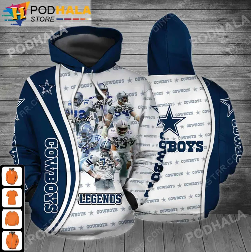 Dallas Cowboys 3d Hoodie Featuring Iconic Star Logo And Players