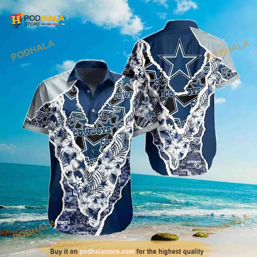 Dallas Cowboys Aloha Shirt, Tropical Floral Design For Football Fans
