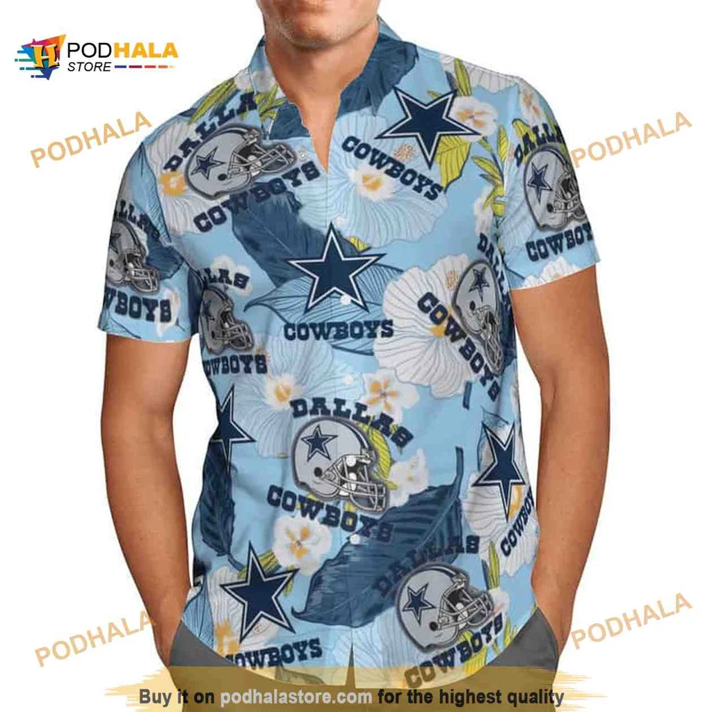 Dallas Cowboys Aloha Shirt, Tropical Football Helmet Pattern