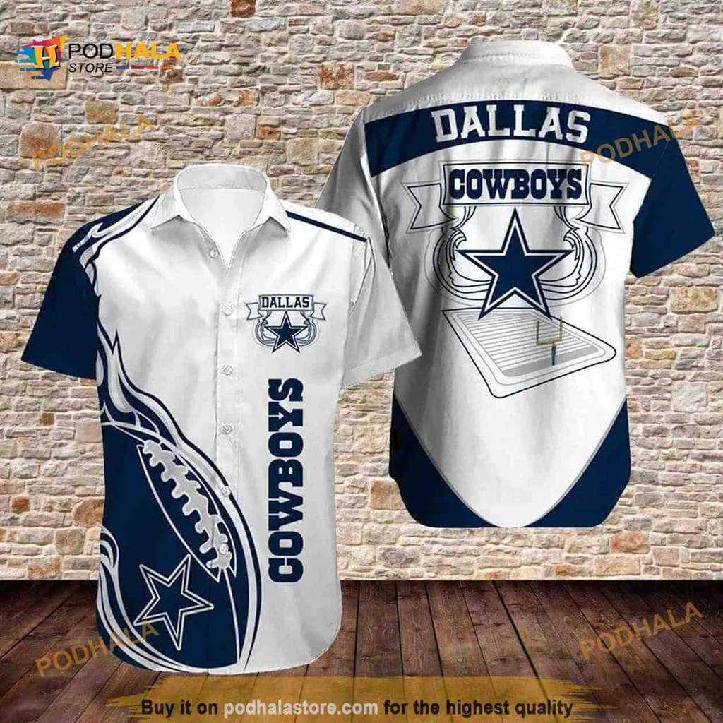 Dallas Cowboys Aloha Shirt With Bold Football Design And Star Emblem