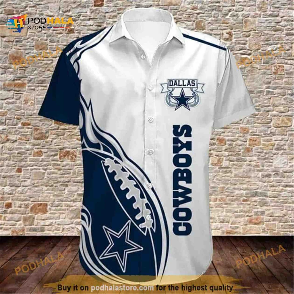 Dallas Cowboys Aloha Shirt With Football Design For Casual Beach Days