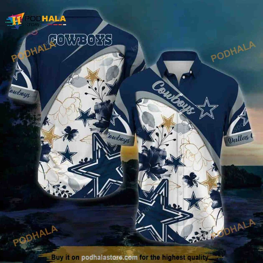 Dallas Cowboys Aloha Shirt With Tropical Floral Design