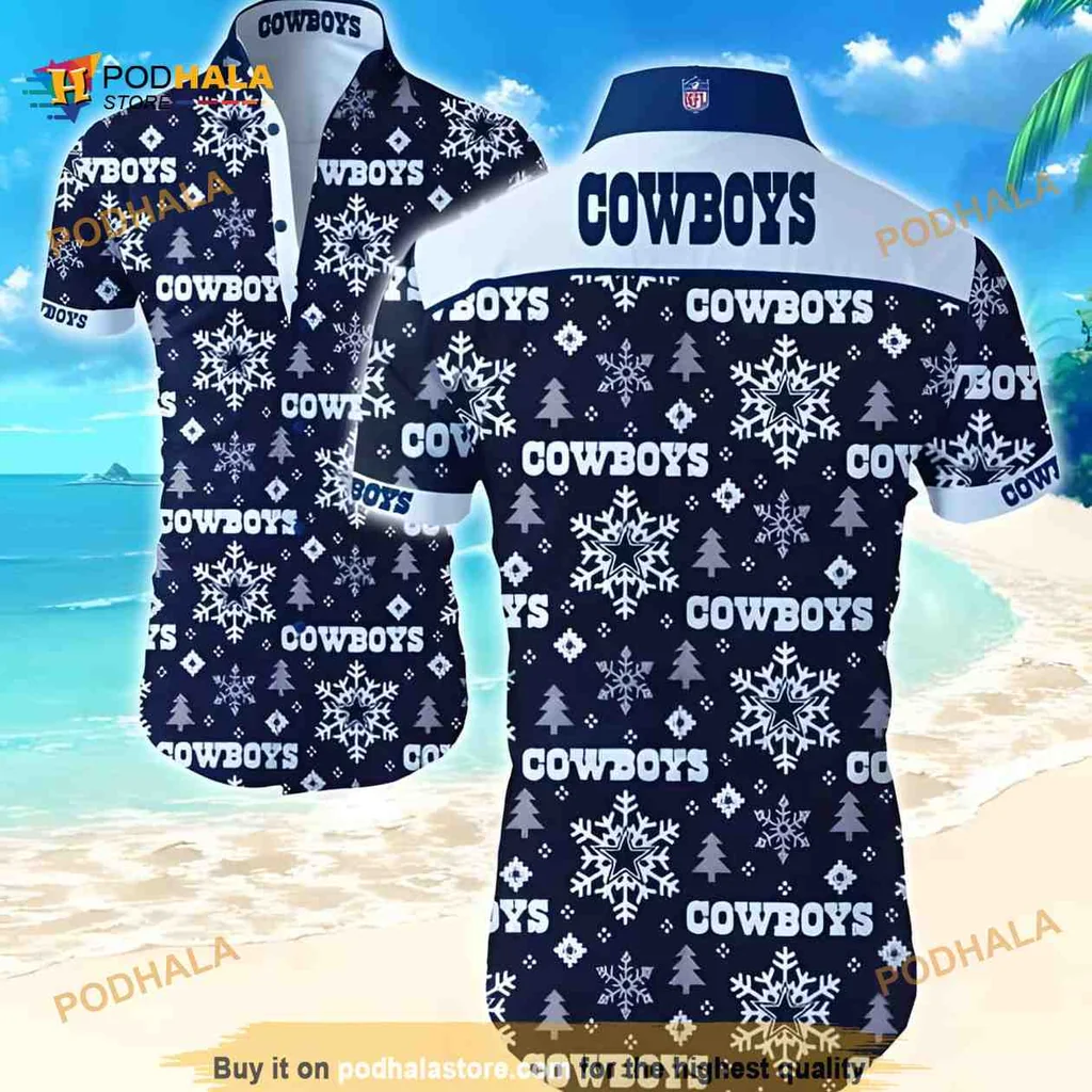 Dallas Cowboys Christmas Hawaiian Shirt With Snowflakes For Beach Lovers