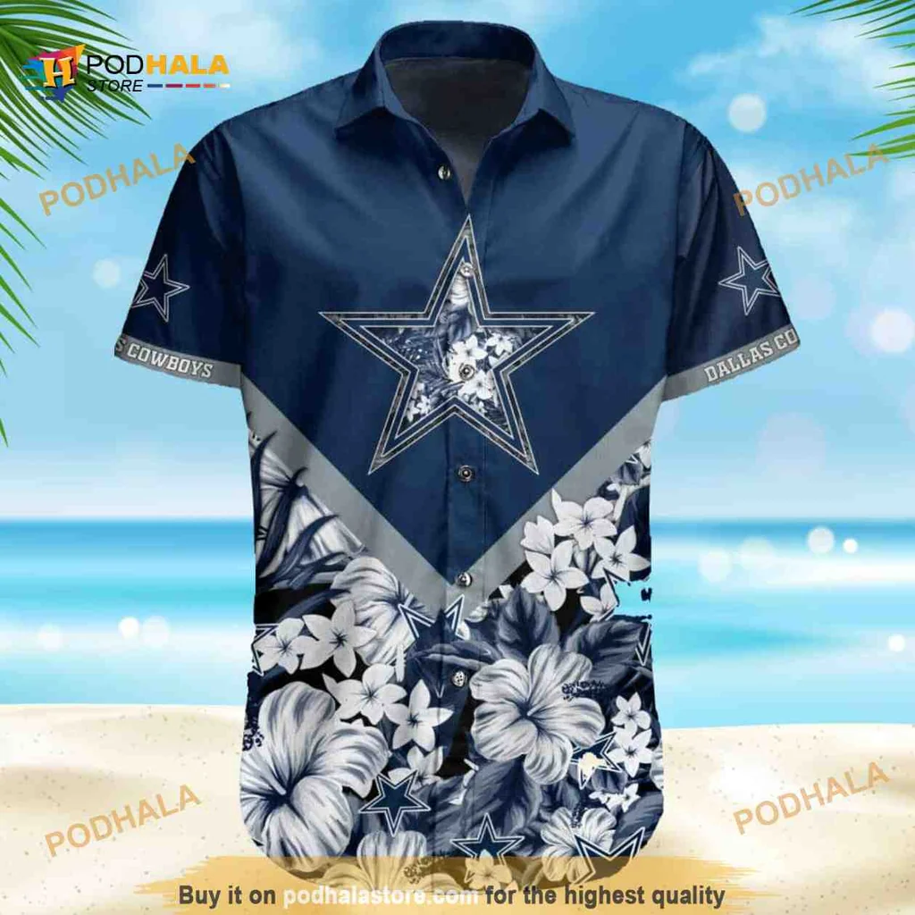 Dallas Cowboys Floral Aloha Shirt With Team Logo And Tropical Design