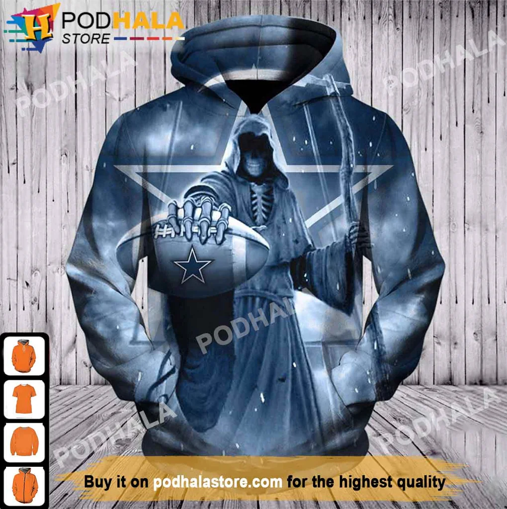 Dallas Cowboys Grim Reaper 3d Hoodie, Dark Artistic Fan Apparel