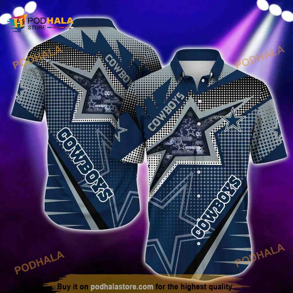 Dallas Cowboys Hawaiian Shirt With Bold Star Motif For Sports Fans