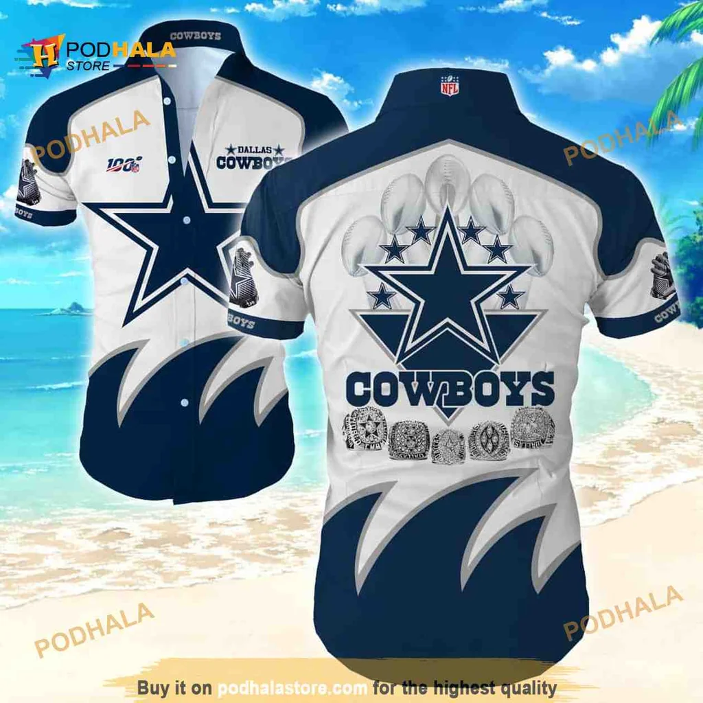 Dallas Cowboys Hawaiian Shirt With Championship Rings Design