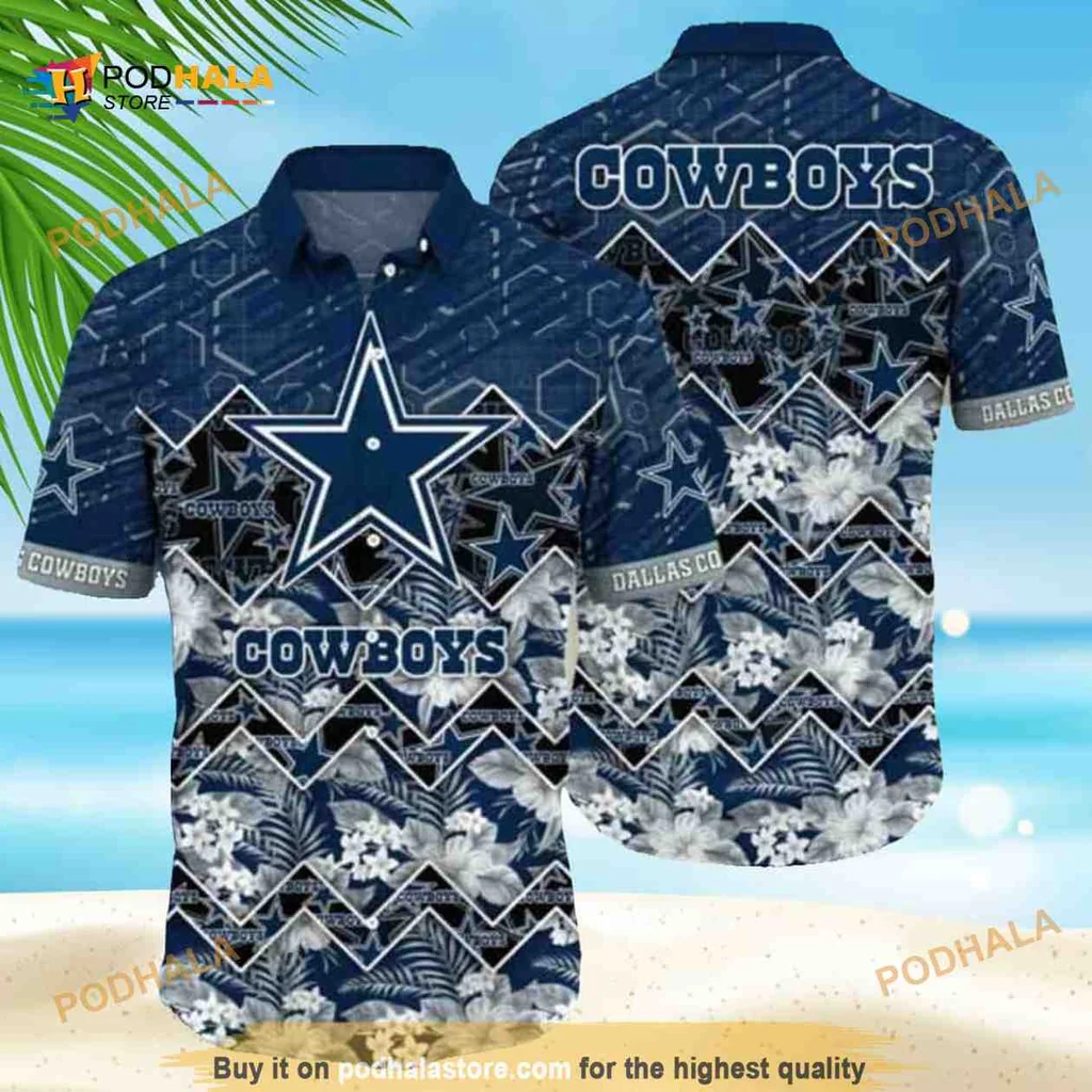 Dallas Cowboys Hawaiian Shirt With Tropical Design And Bold Team Spirit