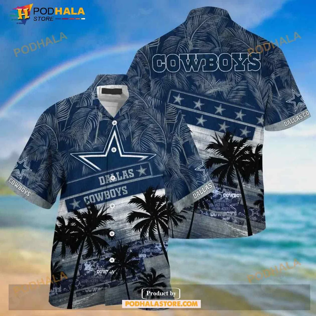 Dallas Cowboys Hawaiian Shirt With Tropical Palm Tree Design