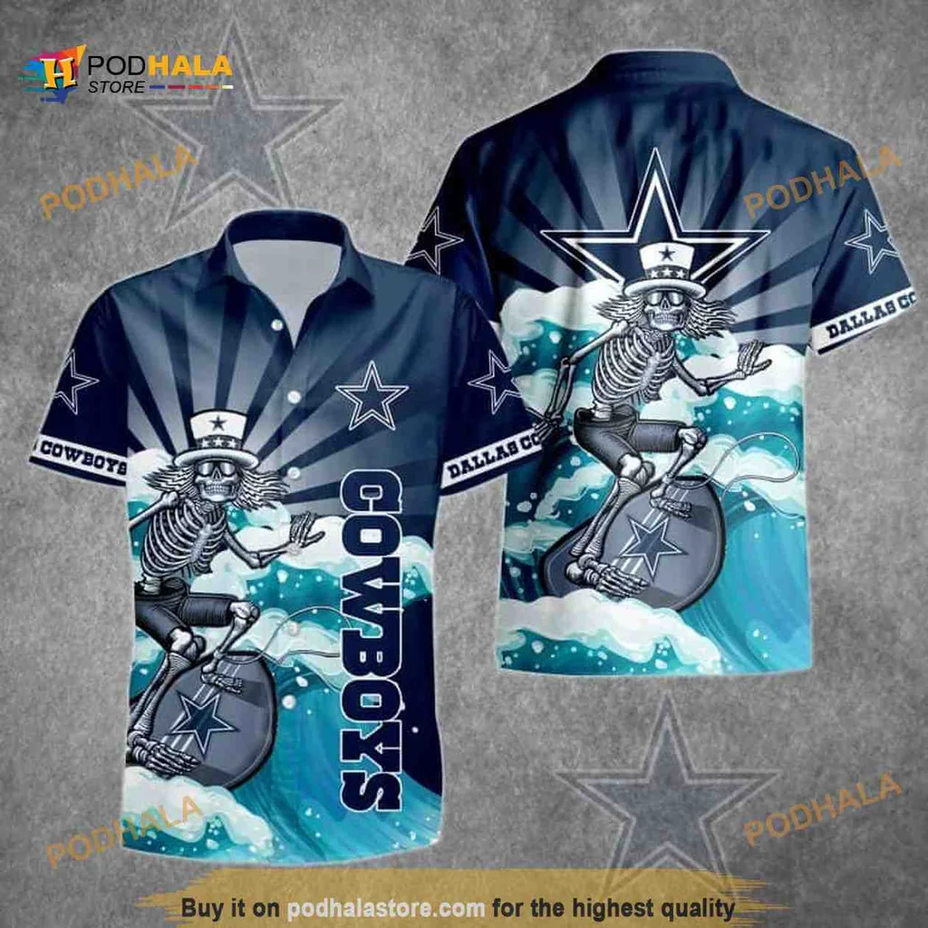 Dallas Cowboys Skeleton Aloha Shirt, Unique Hawaiian Shirt For Football Fans