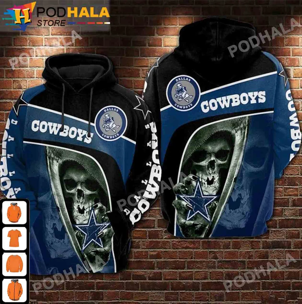 Dallas Cowboys Skull 3d Hoodie, Edgy Sportswear For Cowboys Fans