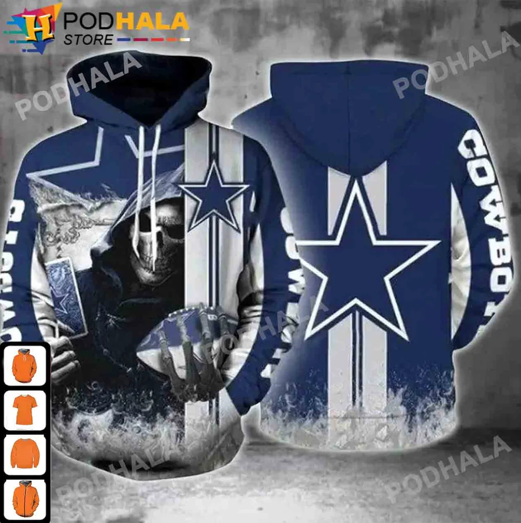 Dallas Cowboys Skull Cowboy Hat 3d Hoodie With Football Design