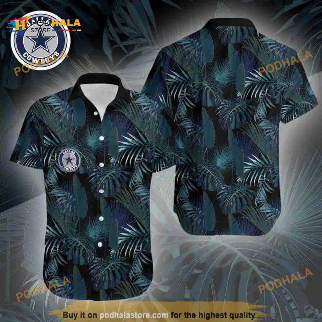 Dallas Cowboys Tropical Aloha Shirt, Vibrant Leaves Pattern Hawaiian Style