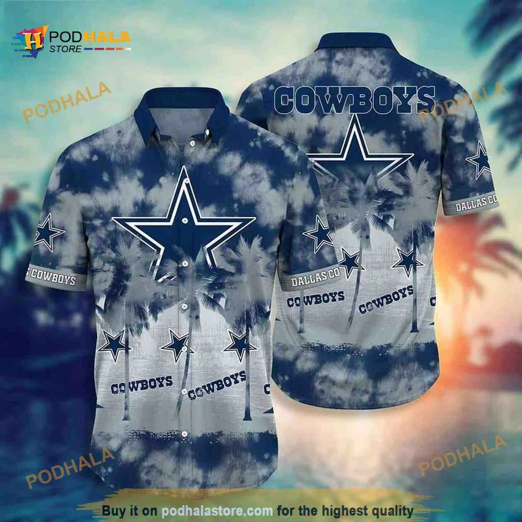 Dallas Cowboys Tropical Aloha Shirt With Color Splash Pattern