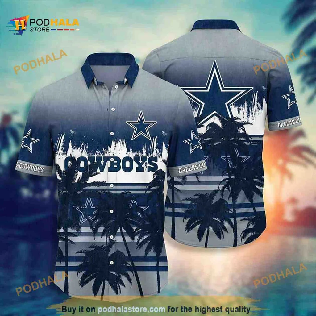 Dallas Cowboys Tropical Aloha Shirt With Palm Trees And Beach Vibe