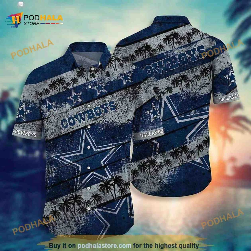 Dallas Cowboys Tropical Aloha Shirt With Vintage Star Design
