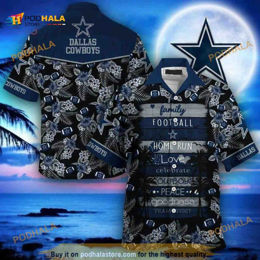 Dallas Cowboys Tropical Floral Hawaiian Shirt, Family Football Aloha Shirt